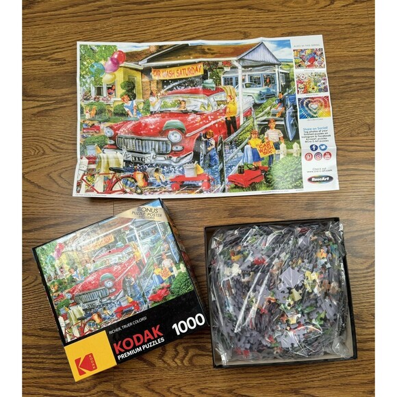 1000 Piece Kodak Premium Jigsaw Puzzle-Car Wash-Colorful-Bonus Poster - Picture 6 of 9